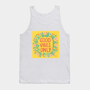 Good Vibes Only Yellow | Floral Wreath | Quote Tank Top